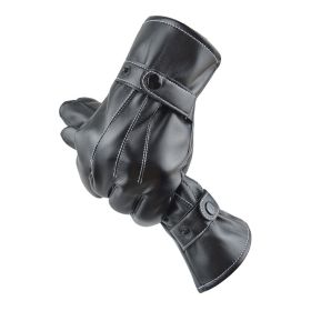 Winter PU Leather Gloves for Men Touchscreen Thicken Lined Driving Gloves