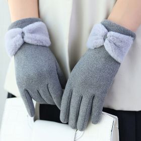 Women's Winter Fleece Warm And Windproof Gloves (Color: Grey)