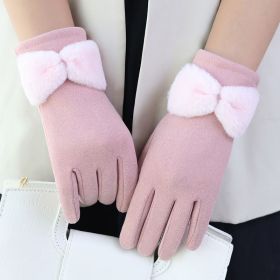 Women's Winter Fleece Warm And Windproof Gloves (Color: Leather Pink)