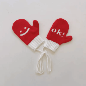 Winter Red Gloves Mittens for Boys Girls (Color: Red)