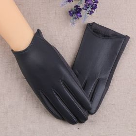 Suede Leather Female Fashion Winter Gloves Thickened Touch Screen Solid Color Glove Warm Driving Gloves Full Fingers Mittens (Color: Dark Grey)