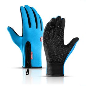 Hot Winter Gloves For Men Women Touchscreen Warm Outdoor Cycling Driving Motorcycle Cold Gloves Windproof Non-Slip Womens Gloves (Color: Blue, Gloves Size: M)
