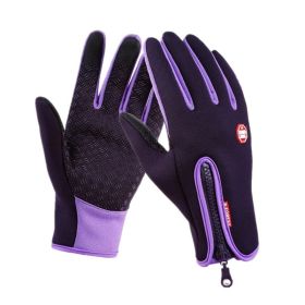 Hot Winter Gloves For Men Women Touchscreen Warm Outdoor Cycling Driving Motorcycle Cold Gloves Windproof Non-Slip Womens Gloves (Color: Purple, Gloves Size: XXL)