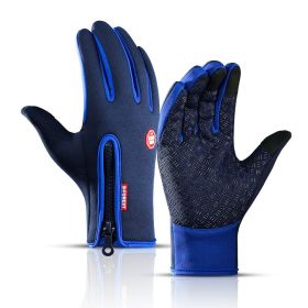 Hot Winter Gloves For Men Women Touchscreen Warm Outdoor Cycling Driving Motorcycle Cold Gloves Windproof Non-Slip Womens Gloves (Color: Dark blue, Gloves Size: L)