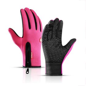 Hot Winter Gloves For Men Women Touchscreen Warm Outdoor Cycling Driving Motorcycle Cold Gloves Windproof Non-Slip Womens Gloves (Color: Pink, Gloves Size: M)