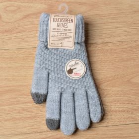 Winter Touch Screen Gloves Women Men Warm Stretch Knit Mittens Imitation Wool Full Finger Guantes Female Crochet Luvas Thicken (Color: Gary, Gloves Size: One size)