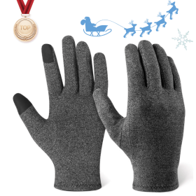 Winter Gloves Thermal Touch Screen Thermal Windproof Warm Gloves 1Pc Arthritis Gloves Woman Rheumatoid Magnetic Therapy Glove (Color: gray, Gloves Size: L)