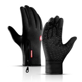 Thermal Gloves Winter Cycling Gloves With Wrist Support Touch Screen (Primary Colour: BLACK, size: S)
