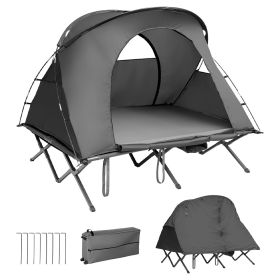 2-Person Outdoor Camping Tent with External Cover (Color: gray)